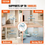 Cosmetics: VEVOR Commode Chair, Bedside Commode with Drop-Down Arms and Detachable Backrest, 5-Level Adjustable Height, 7L Removable Bucket, Easy to Assemble, 1000LBS Capacity, Portable Toilet for Adults Seniors