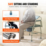 Cosmetics: VEVOR Commode Chair, Bedside Commode with Drop-Down Arms and Detachable Backrest, 5-Level Adjustable Height, 7L Removable Bucket, Easy to Assemble, 1000LBS Capacity, Portable Toilet for Adults Seniors