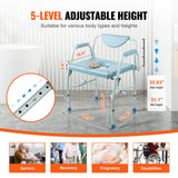 Cosmetics: VEVOR Commode Chair, Bedside Commode with Drop-Down Arms and Detachable Backrest, 5-Level Adjustable Height, 7L Removable Bucket, Easy to Assemble, 1000LBS Capacity, Portable Toilet for Adults Seniors