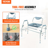 Cosmetics: VEVOR Commode Chair, Bedside Commode with Drop-Down Arms and Detachable Backrest, 5-Level Adjustable Height, 7L Removable Bucket, Easy to Assemble, 1000LBS Capacity, Portable Toilet for Adults Seniors