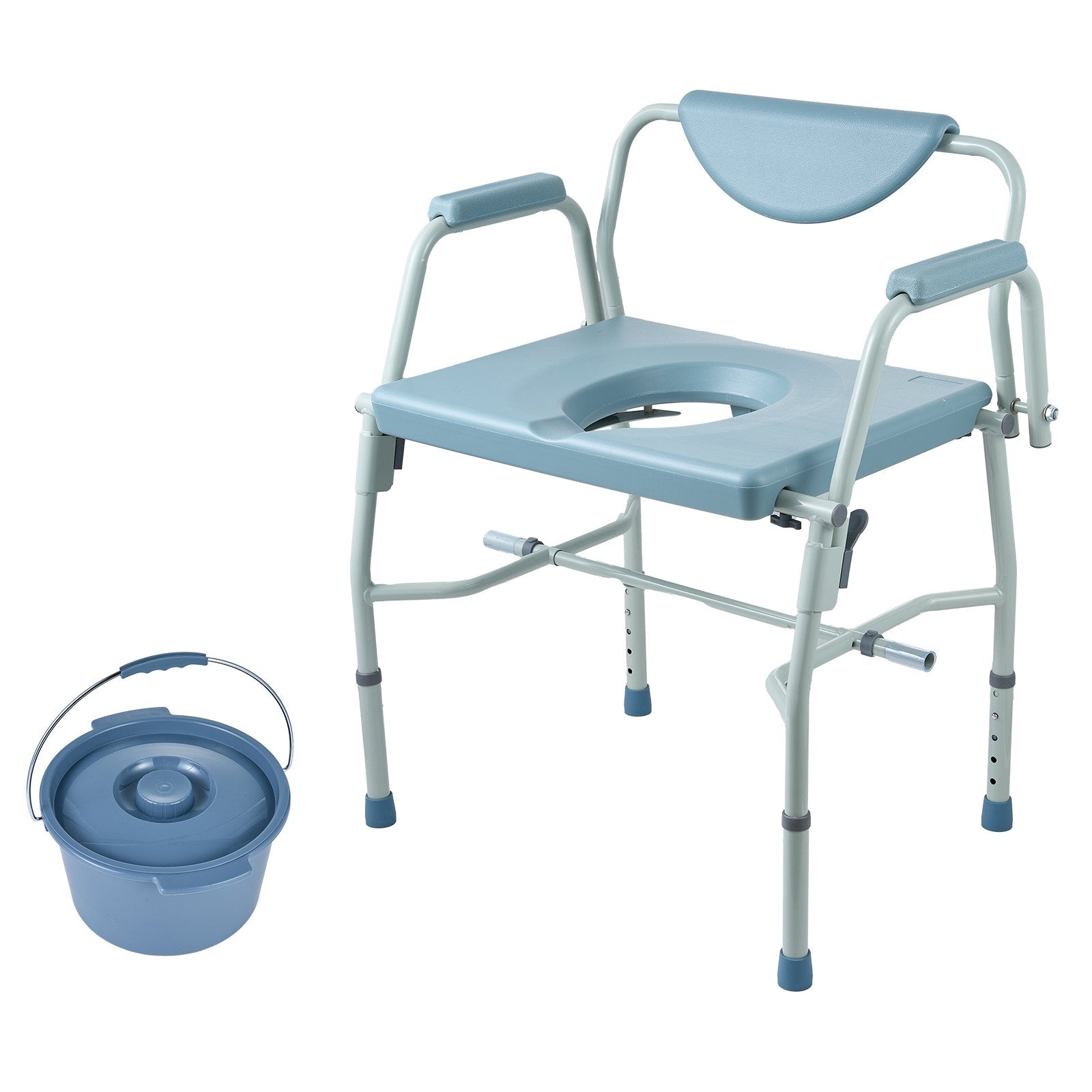 Cosmetics: VEVOR Commode Chair, Bedside Commode with Drop-Down Arms and Detachable Backrest, 5-Level Adjustable Height, 7L Removable Bucket, Easy to Assemble, 1000LBS Capacity, Portable Toilet for Adults Seniors