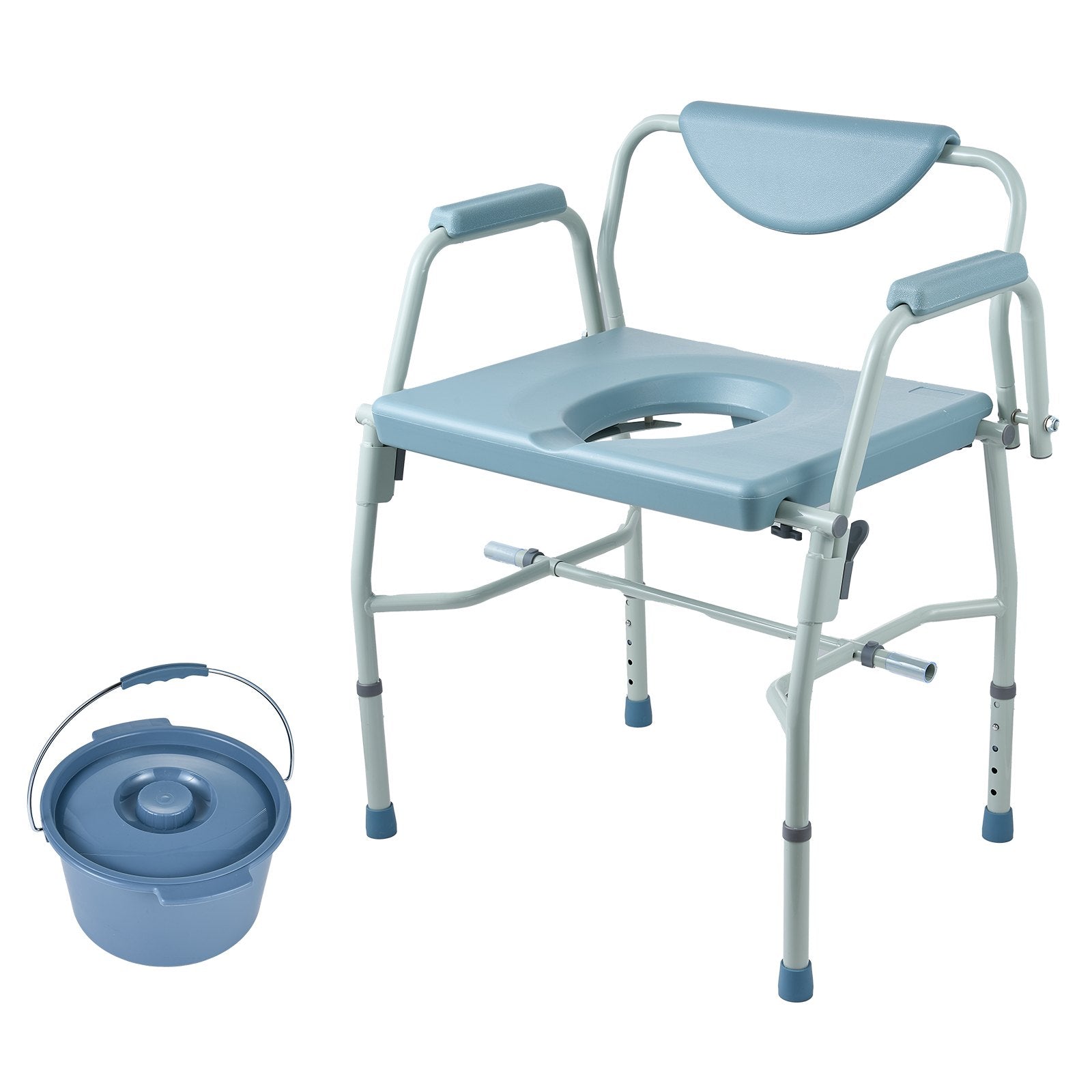 Cosmetics: VEVOR Commode Chair, Bedside Commode with Drop-Down Arms and Detachable Backrest, 5-Level Adjustable Height, 7L Removable Bucket, Easy to Assemble, 1000LBS Capacity, Portable Toilet for Adults Seniors