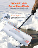 Gardening Tools: VEVOR Snow Pusher Shovel, 76.2 cm Outdoor Snowplow Shovel with Ergonomic Grip, HDPE Plastic Blade, Winter Shovels with Segmented Handle, Metal Edged Strip, Portable Snow Removal Tool for Driveway