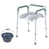 Mobility & Accessibility: VEVOR Commode Chair, Bedside Commode with Padded Seat and Arms, 7-Level Adjustable Height, 5.8L Removable Bucket, Easy to Assemble, 350 LBS Capacity, Raised Toilet Seat for Adults Seniors