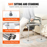 Mobility & Accessibility: VEVOR Commode Chair, Bedside Commode with Padded Seat and Arms, 7-Level Adjustable Height, 5.8L Removable Bucket, Easy to Assemble, 350 LBS Capacity, Raised Toilet Seat for Adults Seniors
