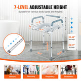 Mobility & Accessibility: VEVOR Commode Chair, Bedside Commode with Padded Seat and Arms, 7-Level Adjustable Height, 5.8L Removable Bucket, Easy to Assemble, 350 LBS Capacity, Raised Toilet Seat for Adults Seniors