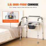 Mobility & Accessibility: VEVOR Commode Chair, Bedside Commode with Padded Seat and Arms, 7-Level Adjustable Height, 5.8L Removable Bucket, Easy to Assemble, 350 LBS Capacity, Raised Toilet Seat for Adults Seniors