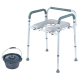Mobility & Accessibility: VEVOR Commode Chair, Bedside Commode with Padded Seat and Arms, 7-Level Adjustable Height, 5.8L Removable Bucket, Easy to Assemble, 350 LBS Capacity, Raised Toilet Seat for Adults Seniors