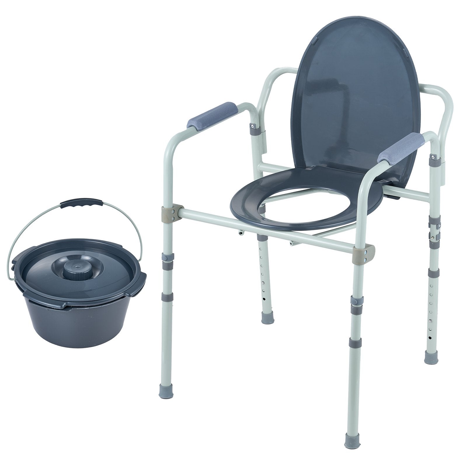 Mobility & Accessibility: VEVOR Commode Chair, Bedside Commode with Wider Toilet Seat, 7-Level Adjustable Height, 5.8L Removable Bucket, Easy to Assemble, 350 LBS Capacity, Raised Toilet Seat for Adults Seniors