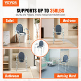 Mobility & Accessibility: VEVOR Commode Chair, Bedside Commode with Wider Toilet Seat, 7-Level Adjustable Height, 5.8L Removable Bucket, Easy to Assemble, 350 LBS Capacity, Raised Toilet Seat for Adults Seniors