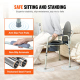 Mobility & Accessibility: VEVOR Commode Chair, Bedside Commode with Wider Toilet Seat, 7-Level Adjustable Height, 5.8L Removable Bucket, Easy to Assemble, 350 LBS Capacity, Raised Toilet Seat for Adults Seniors