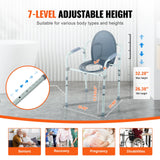 Mobility & Accessibility: VEVOR Commode Chair, Bedside Commode with Wider Toilet Seat, 7-Level Adjustable Height, 5.8L Removable Bucket, Easy to Assemble, 350 LBS Capacity, Raised Toilet Seat for Adults Seniors