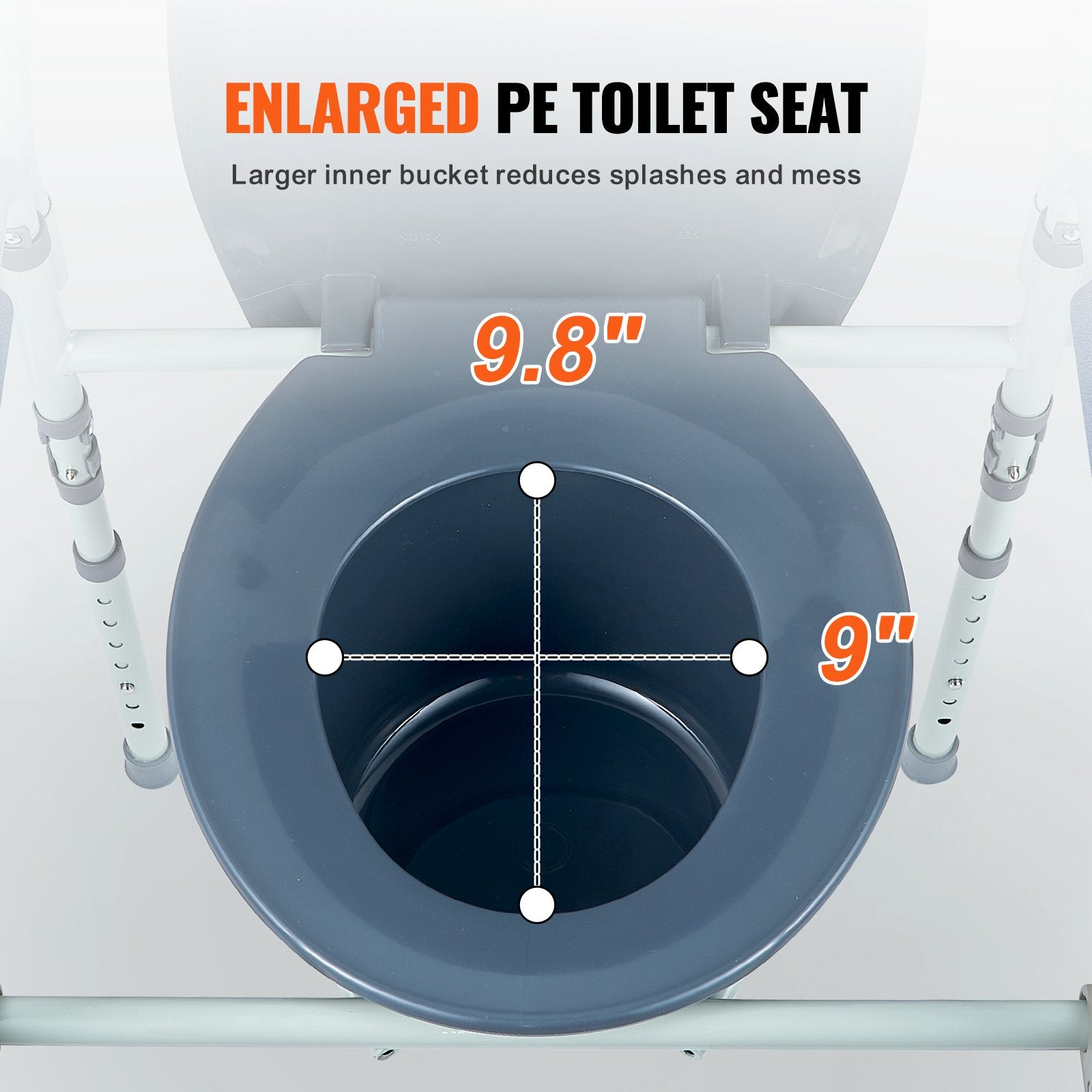 Mobility & Accessibility: VEVOR Commode Chair, Bedside Commode with Wider Toilet Seat, 7-Level Adjustable Height, 5.8L Removable Bucket, Easy to Assemble, 350 LBS Capacity, Raised Toilet Seat for Adults Seniors