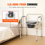 Mobility & Accessibility: VEVOR Commode Chair, Bedside Commode with Wider Toilet Seat, 7-Level Adjustable Height, 5.8L Removable Bucket, Easy to Assemble, 350 LBS Capacity, Raised Toilet Seat for Adults Seniors