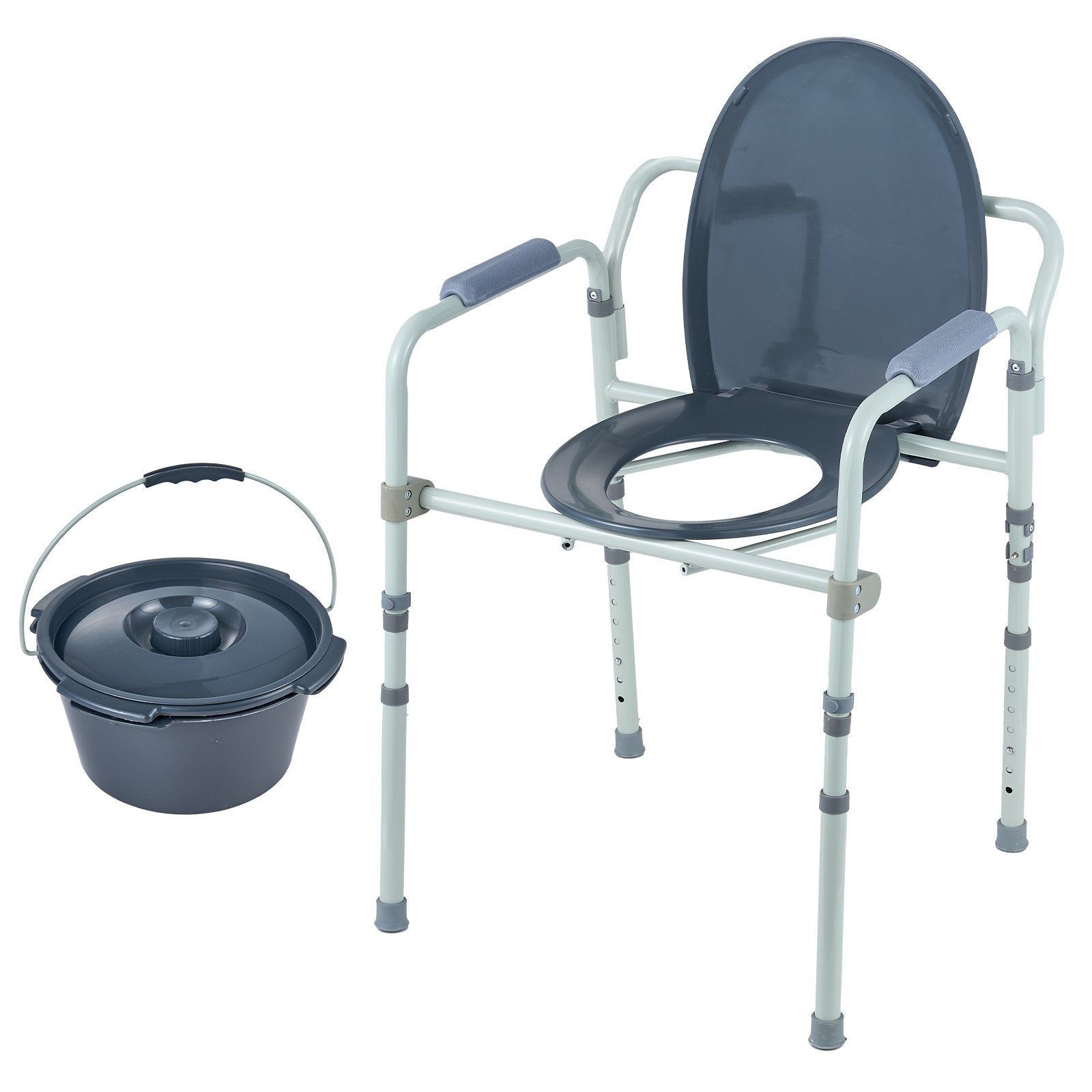 Mobility & Accessibility: VEVOR Commode Chair, Bedside Commode with Wider Toilet Seat, 7-Level Adjustable Height, 5.8L Removable Bucket, Easy to Assemble, 350 LBS Capacity, Raised Toilet Seat for Adults Seniors