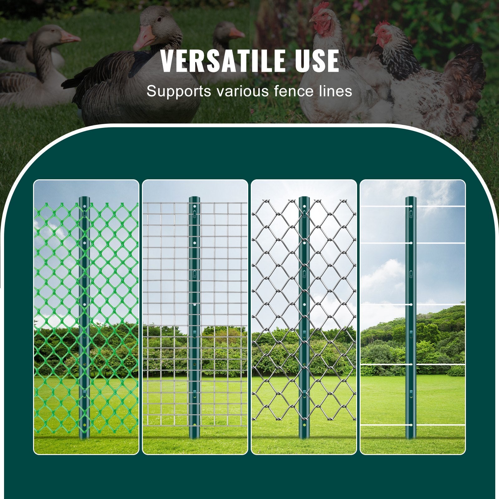 Vases & Table Decor: VEVOR 3 Feet Fence Post, 10 Pack U-Channel Heavy Duty Metal Fence Posts, Sturdy Steel Fence Stakes for Garden Yard, Lawn, Farms and Outdoor Wire Fencing, Green