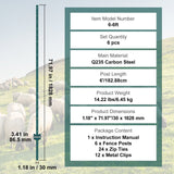 Traffic Control & Parking Tools: VEVOR 6 Feet Fence Post 6 Pack T-Post Heavy Duty Metal Fence Posts Green