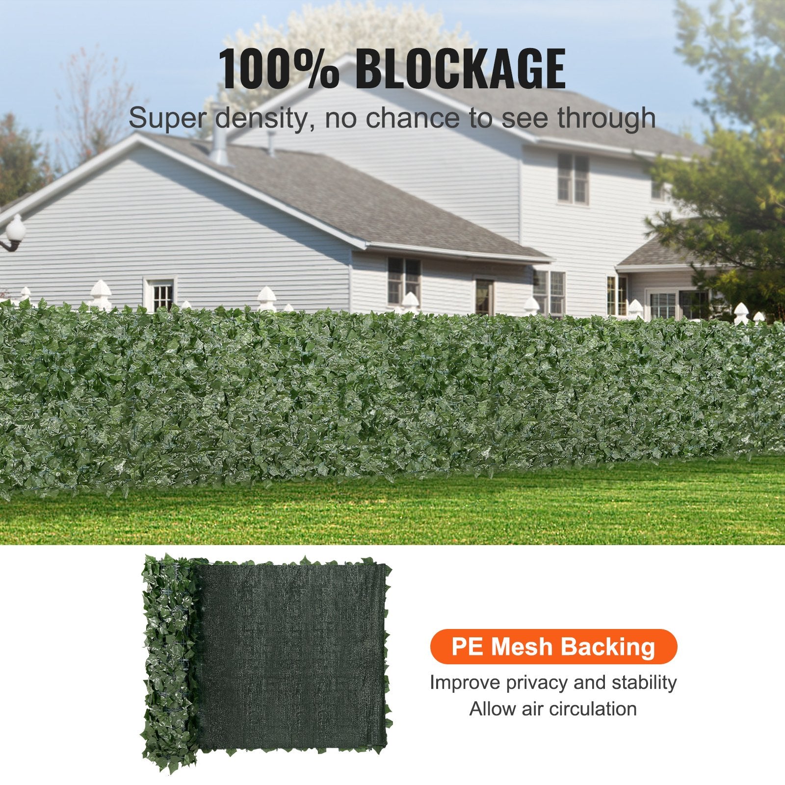 Artificial Wall Plants: VEVOR Ivy Privacy Fence, 990 x 2490 mm  Artificial Green Wall Screen, Greenery Ivy Fence with Mesh Cloth Backing and Strengthened Joint, Faux Hedges Vine Leaf Decoration for Outdoor Garden, Yard