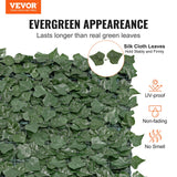 Artificial Wall Plants: VEVOR Ivy Privacy Fence, 39 x 158in Artificial Green Wall Screen, Greenery Ivy Fence with Mesh Cloth Backing and Strengthened Joint, Faux Hedges Vine Leaf Decoration for Outdoor Garden, Yard, Balcony
