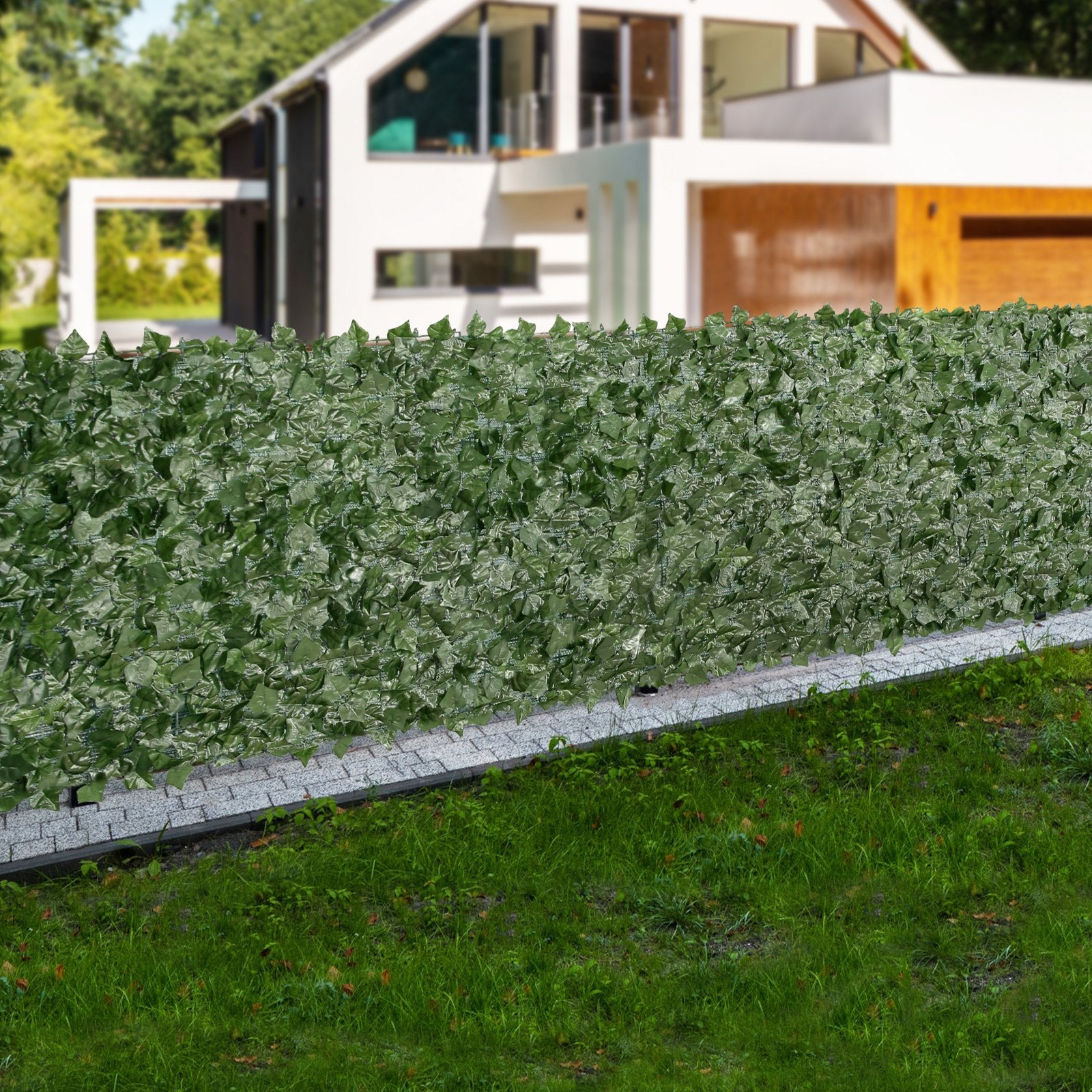 Ivy Privacy Fence, 39 x 198in Artificial Green Wall Screen, Greenery Ivy Fence with Mesh Cloth Backing and Strengthened Joint, Faux Hedges Vine Leaf Decoration for Outdoor Garden, Yard, Balcony