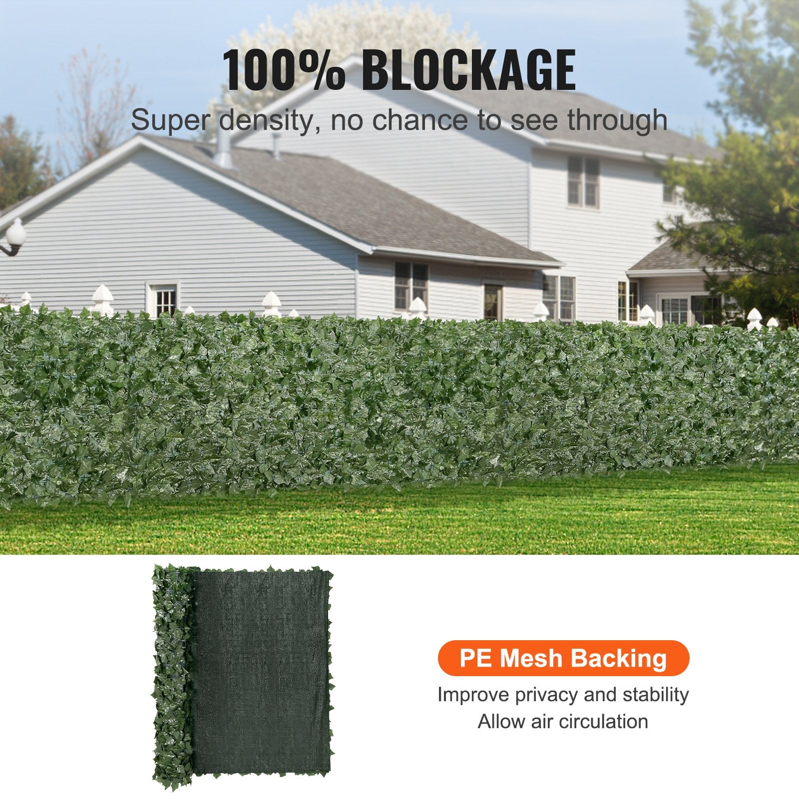Ivy Privacy Fence, 59 x 98 in Artificial Green Wall Screen, Greenery Ivy Fence with Mesh Cloth Backing and Strengthened Joint, Faux Hedges Vine Leaf Decoration for Outdoor Garden, Yard, Balcony