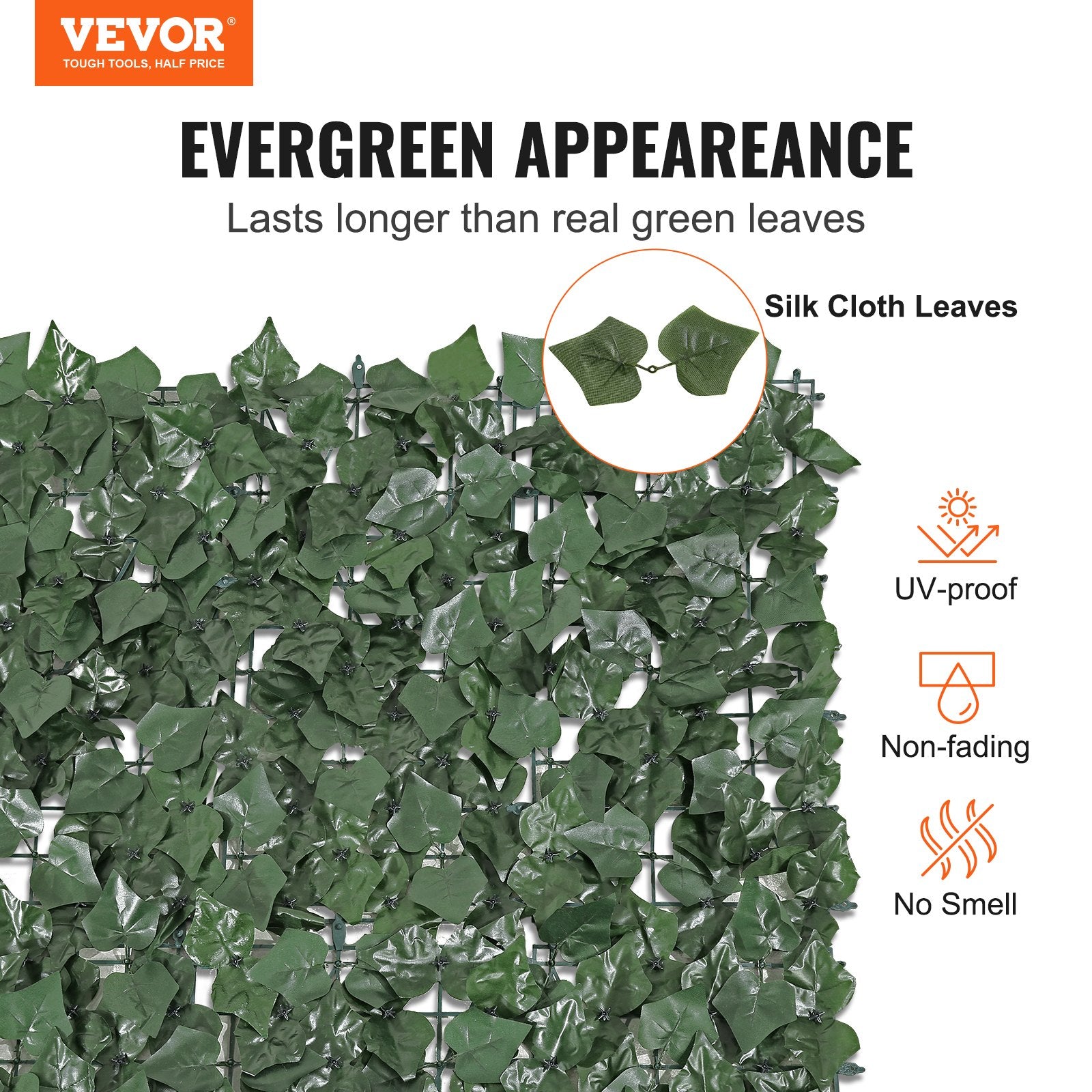 Artificial Wall Plants: VEVOR Ivy Privacy Fence, 1500 x 2490 mm Artificial Green Wall Screen, Greenery Ivy Fence with Strengthened Joint, Faux Hedges Vine Leaf Decoration for Outdoor Garden, Yard, Patio Decor