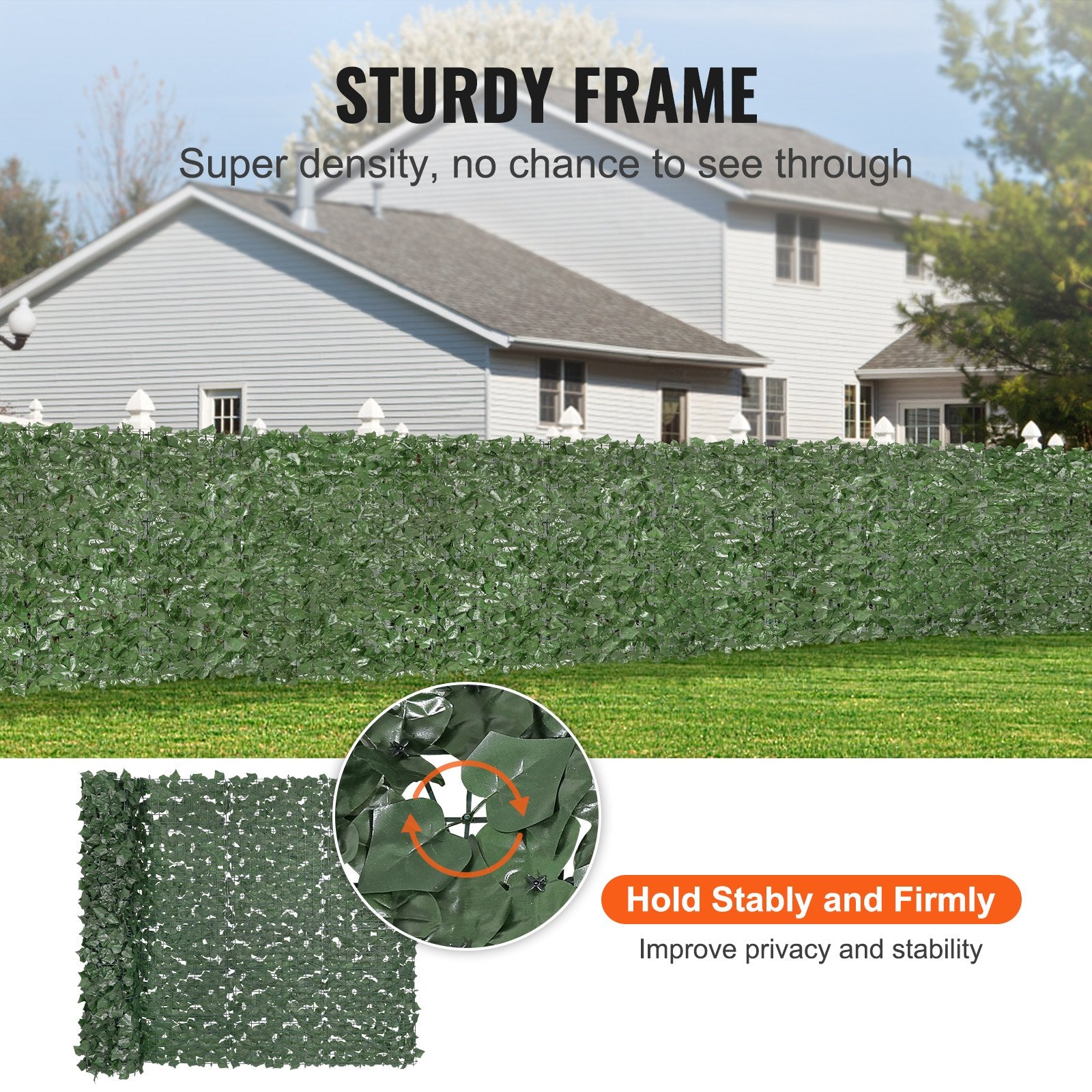 Artificial Wall Plants: VEVOR Ivy Privacy Fence, 1500 x 2490 mm Artificial Green Wall Screen, Greenery Ivy Fence with Strengthened Joint, Faux Hedges Vine Leaf Decoration for Outdoor Garden, Yard, Patio Decor