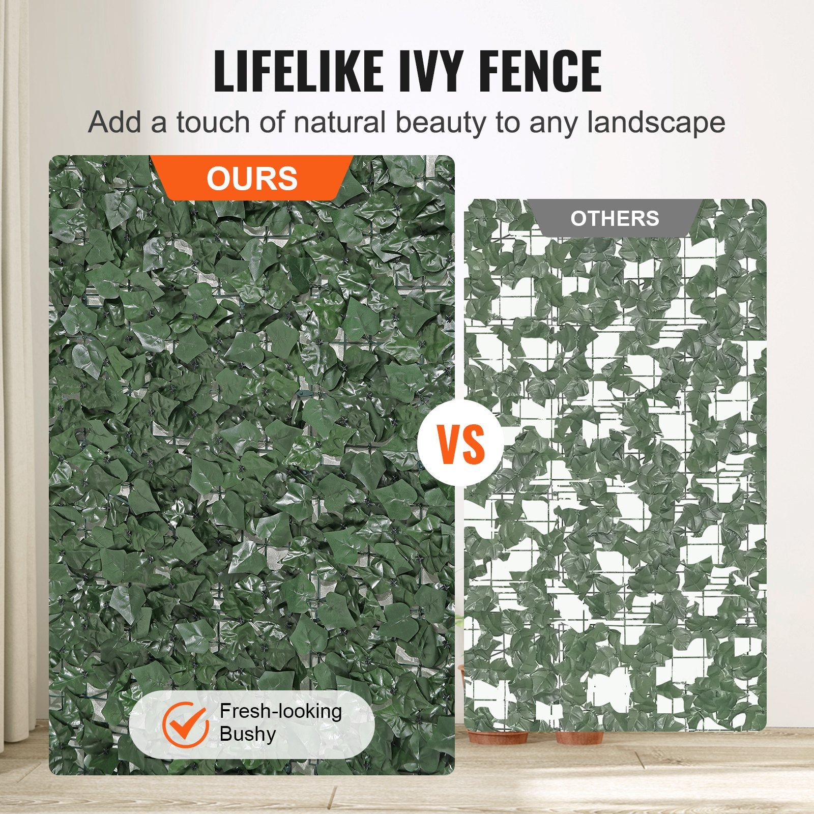 Artificial Wall Plants: VEVOR Ivy Privacy Fence, 1500 x 2490 mm Artificial Green Wall Screen, Greenery Ivy Fence with Strengthened Joint, Faux Hedges Vine Leaf Decoration for Outdoor Garden, Yard, Patio Decor