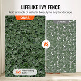 Artificial Wall Plants: VEVOR Ivy Privacy Fence, 1830 x 2440 mm Artificial Green Wall Screen, Greenery Ivy Fence with Mesh Cloth Backing and Strengthened Joint, Faux Hedges Vine Leaf Decoration for Outdoor Garden, Yard