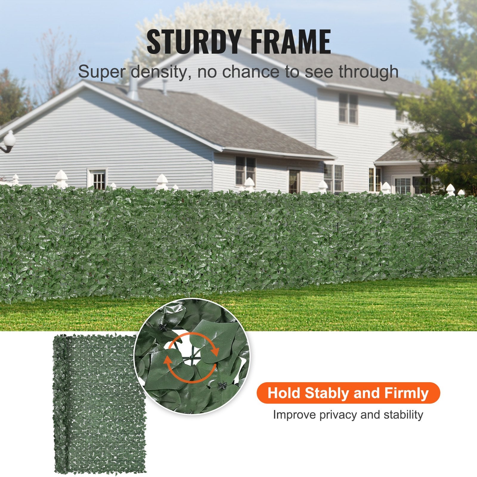 Artificial Wall Plants: VEVOR Ivy Privacy Fence, 2440 x 1830 mm Artificial Green Wall Screen, Greenery Ivy Fence with Strengthened Joint, Faux Hedges Vine Leaf Decoration for Outdoor Garden, Yard, Balcony, Patio Decor