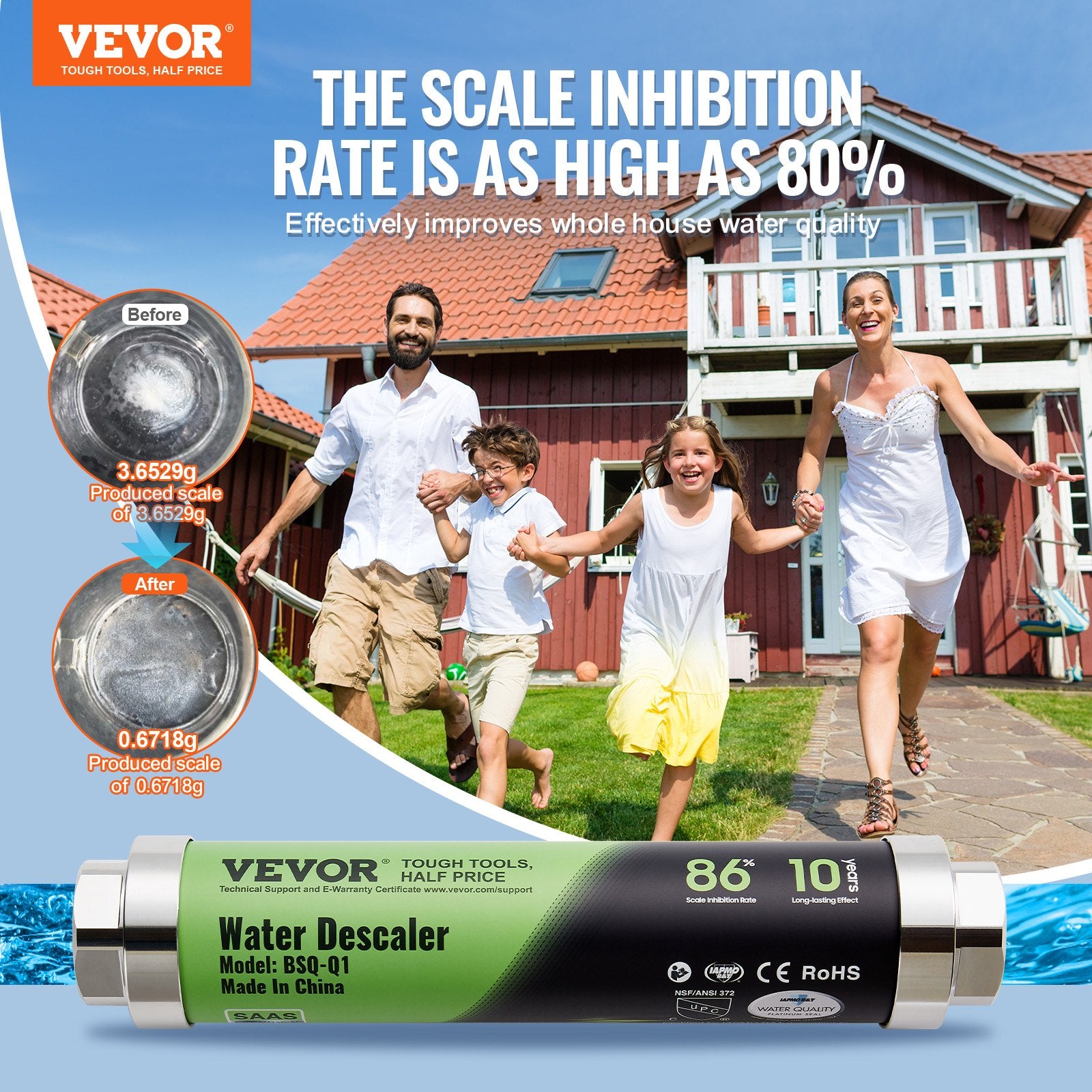 Bath Additives: VEVOR Whole House Salt Free Descaler Physical Scale Descaler System SAAS Alloy
