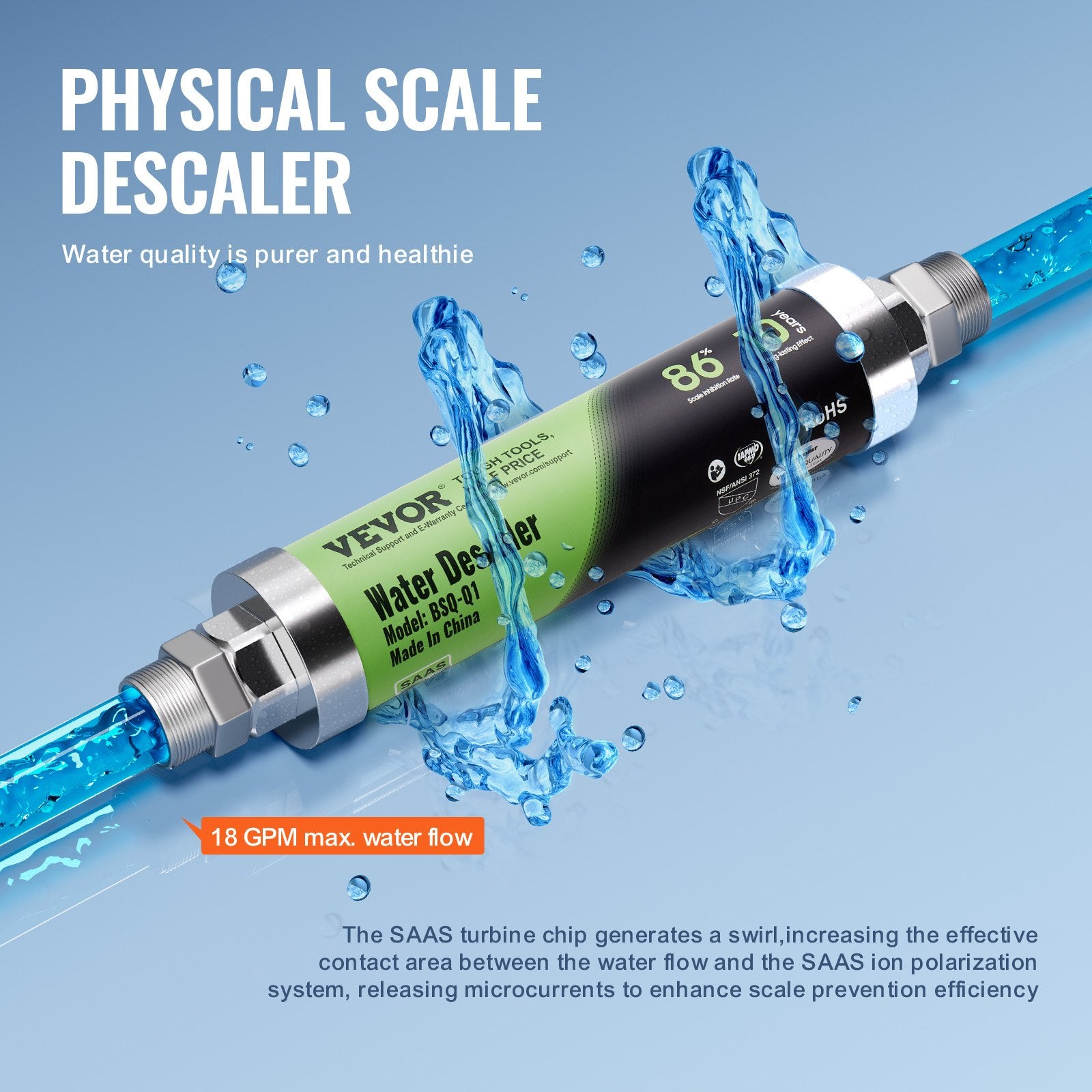 Bath Additives: VEVOR Whole House Salt Free Descaler Physical Scale Descaler System SAAS Alloy