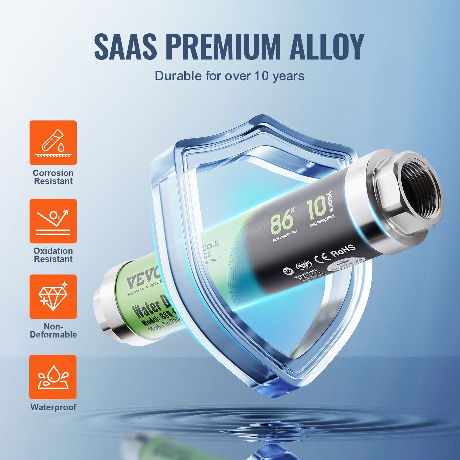 Bath Additives: VEVOR Whole House Salt Free Descaler Physical Scale Descaler System SAAS Alloy