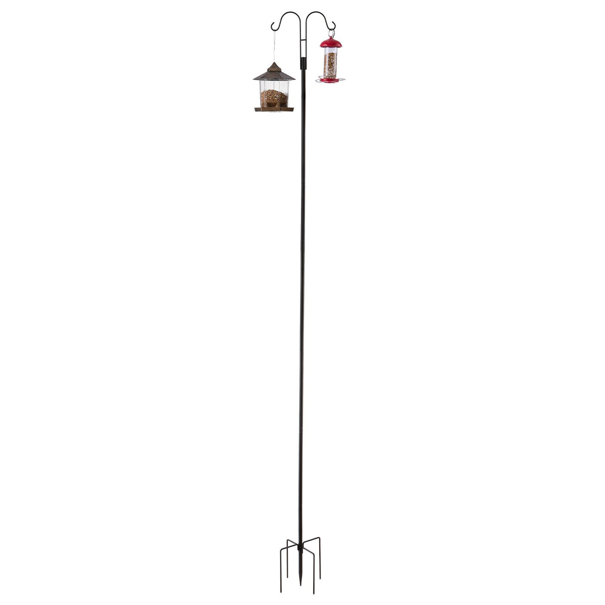 Double Shepherds Hooks for Outdoor, 8 Pack 2730 mm Heavy Duty Bird Feeder Pole, 19 mm Thick Garden Hooks for Hanging Hummingbird Feeder, Plant Baskets, Solar Light Lanterns,Wind Chimes
