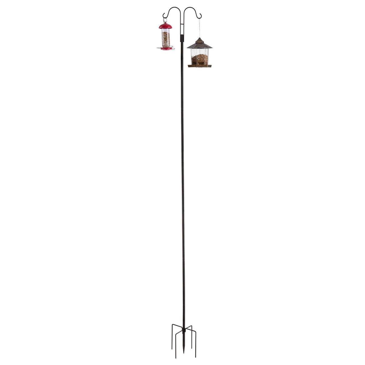 Double Shepherds Hooks for Outdoor, 8 Pack 2730 mm Heavy Duty Bird Feeder Pole, 19 mm Thick Garden Hooks for Hanging Hummingbird Feeder, Plant Baskets, Solar Light Lanterns,Wind Chimes