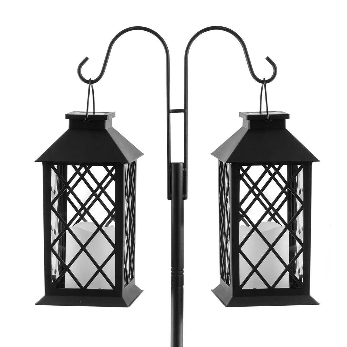 Double Shepherds Hooks for Outdoor, 8 Pack 2730 mm Heavy Duty Bird Feeder Pole, 19 mm Thick Garden Hooks for Hanging Hummingbird Feeder, Plant Baskets, Solar Light Lanterns,Wind Chimes
