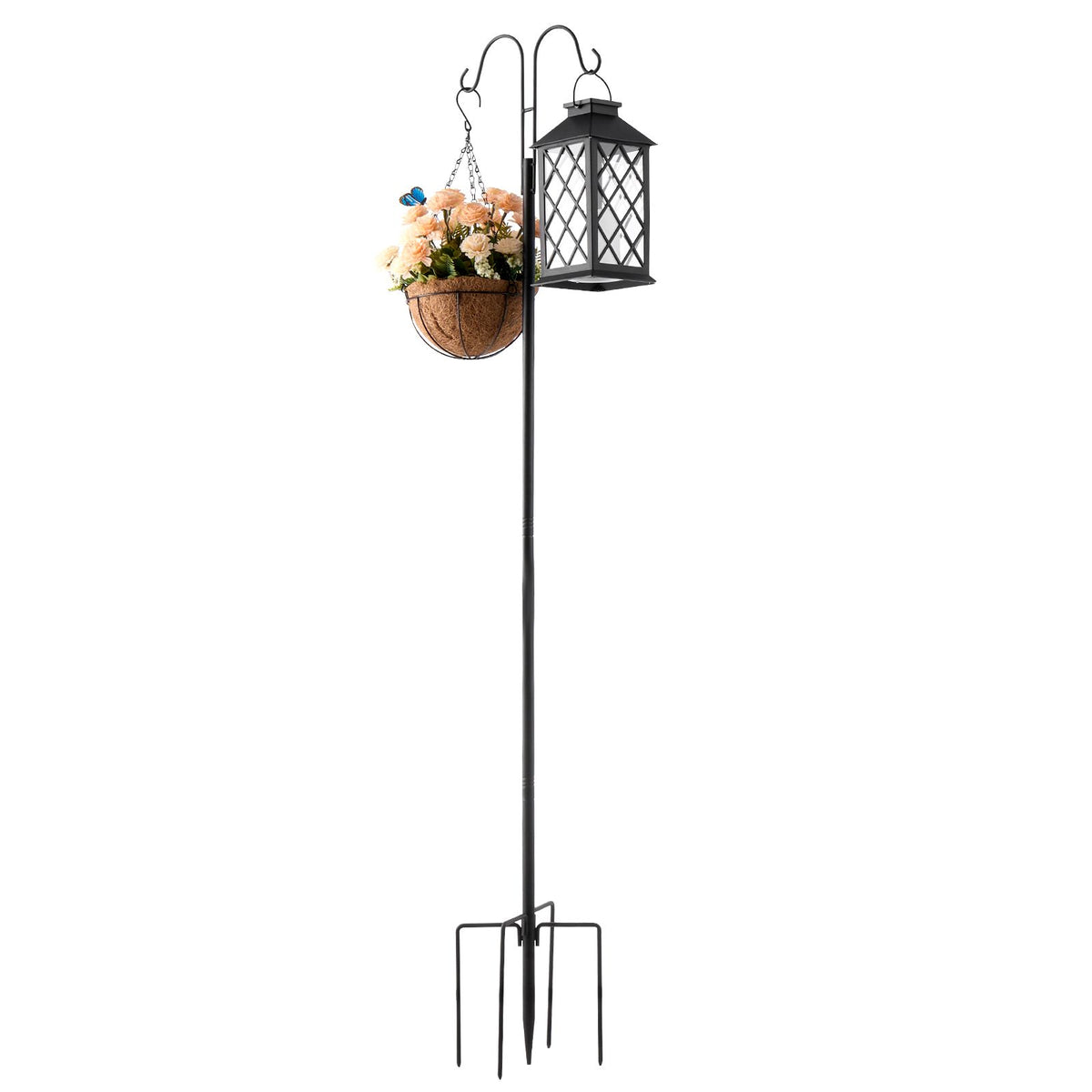 Double Shepherds Hooks for Outdoor, 8 Pack 1560 mm Heavy Duty Bird Feeder Pole, 19 mm Thick Garden Hooks for Hanging Hummingbird Feeder, Plant Baskets, Solar Light Lanterns,Wind Chimes