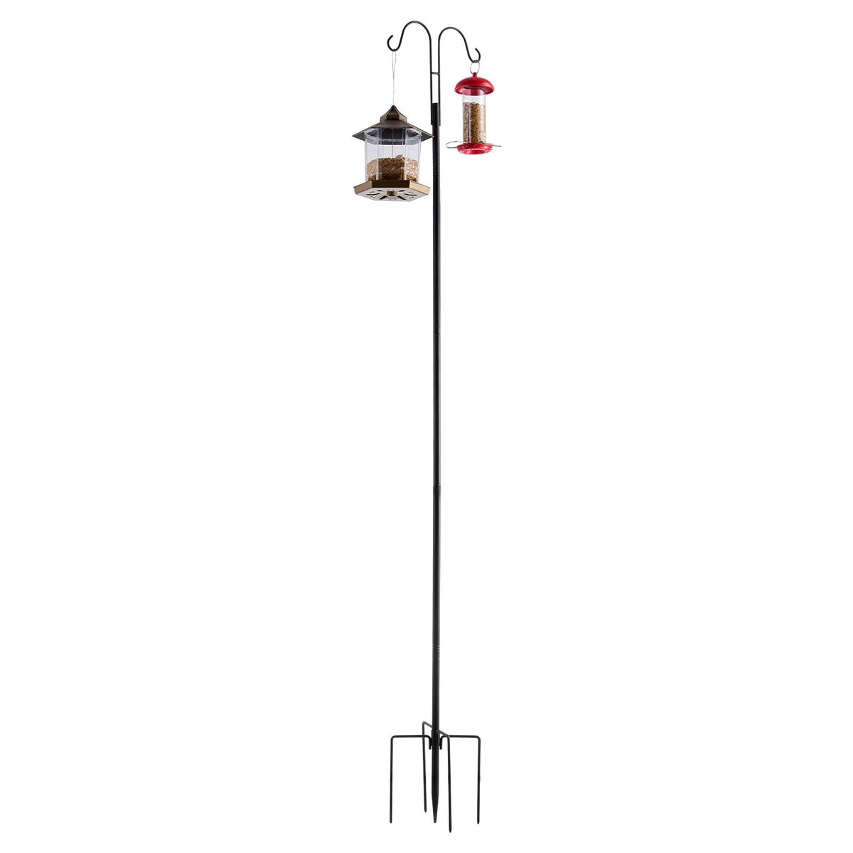 Double Shepherds Hooks for Outdoor, 8 Pack 1950 mm Heavy Duty Bird Feeder Pole, 19 mm Thick Garden Hooks for Hanging Hummingbird Feeder, Plant Baskets, Solar Light Lanterns,Wind Chimes