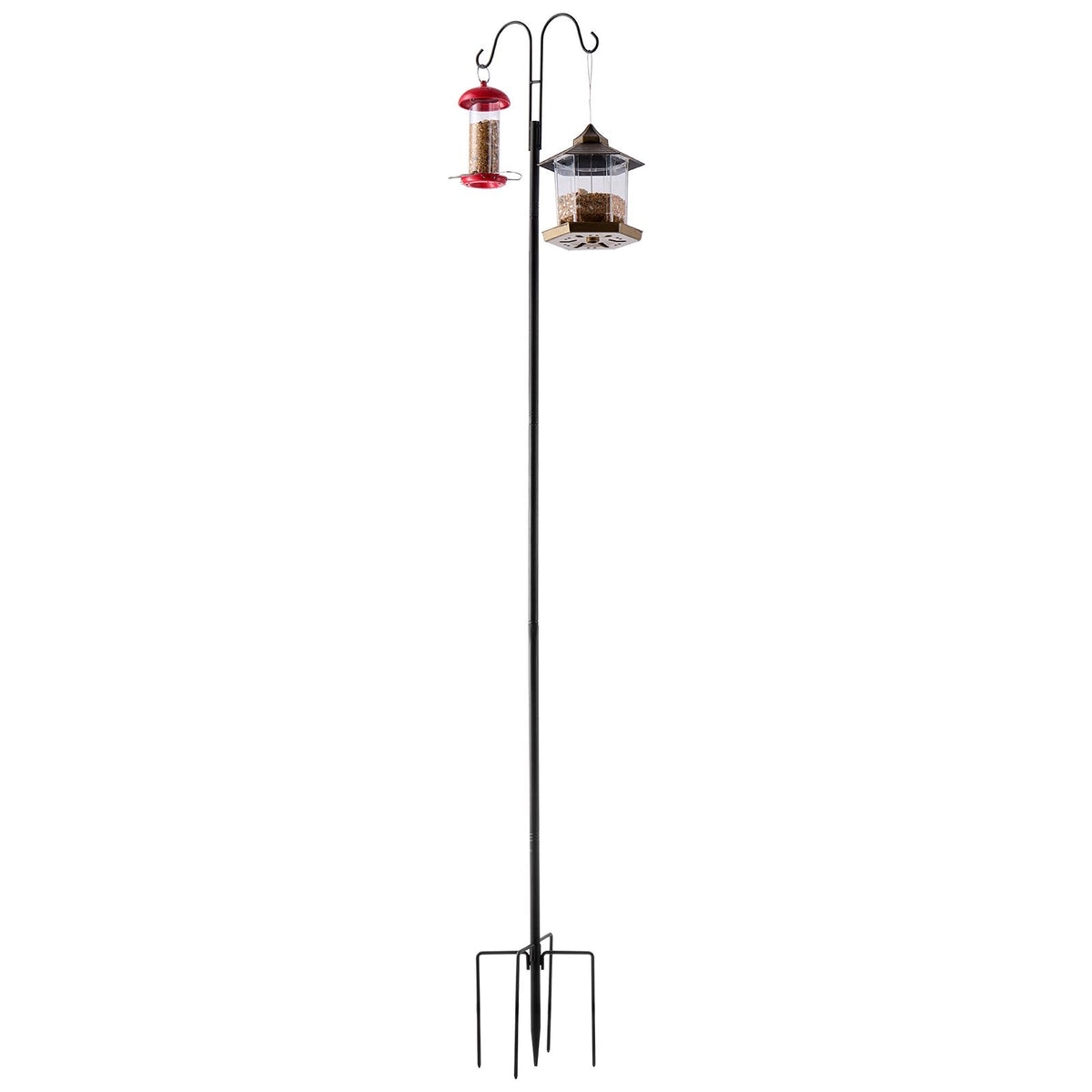 Double Shepherds Hooks for Outdoor, 8 Pack 1950 mm Heavy Duty Bird Feeder Pole, 19 mm Thick Garden Hooks for Hanging Hummingbird Feeder, Plant Baskets, Solar Light Lanterns,Wind Chimes