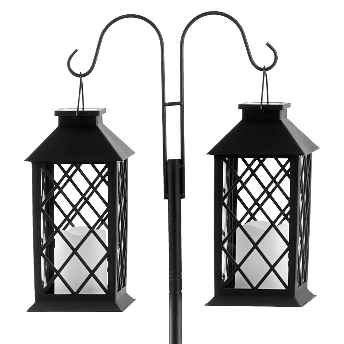 Double Shepherds Hooks for Outdoor, 8 Pack 1950 mm Heavy Duty Bird Feeder Pole, 19 mm Thick Garden Hooks for Hanging Hummingbird Feeder, Plant Baskets, Solar Light Lanterns,Wind Chimes
