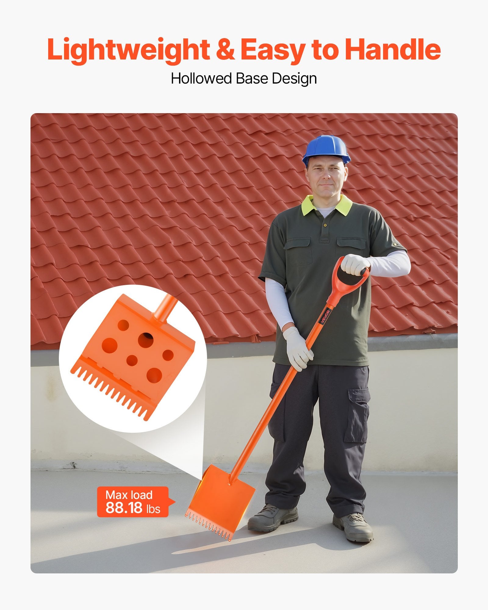 Room Dividers: VEVOR Shingle Shovel 1 Pack, D-Grip Handle Shingle Roof Ripper, High Hardness 45# Steel & Lightweight Easy Tearing Off Roofing & Nails Tool, ideal for Commercial and Residential Use,Orange