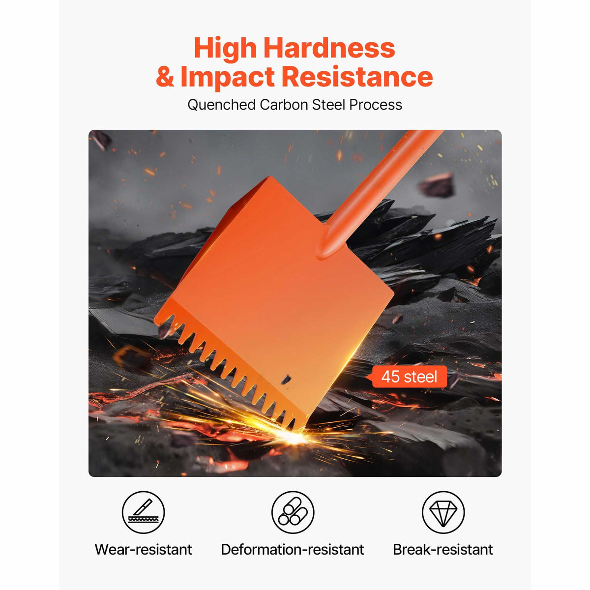 Shingle Shovel 2 Pack, D-Grip Handle Shingle Roof Ripper, High Hardness 45# Steel & Lightweight Easy Tearing Off Roofing & Nails Tool, ideal for Commercial and Residential Use,Orange