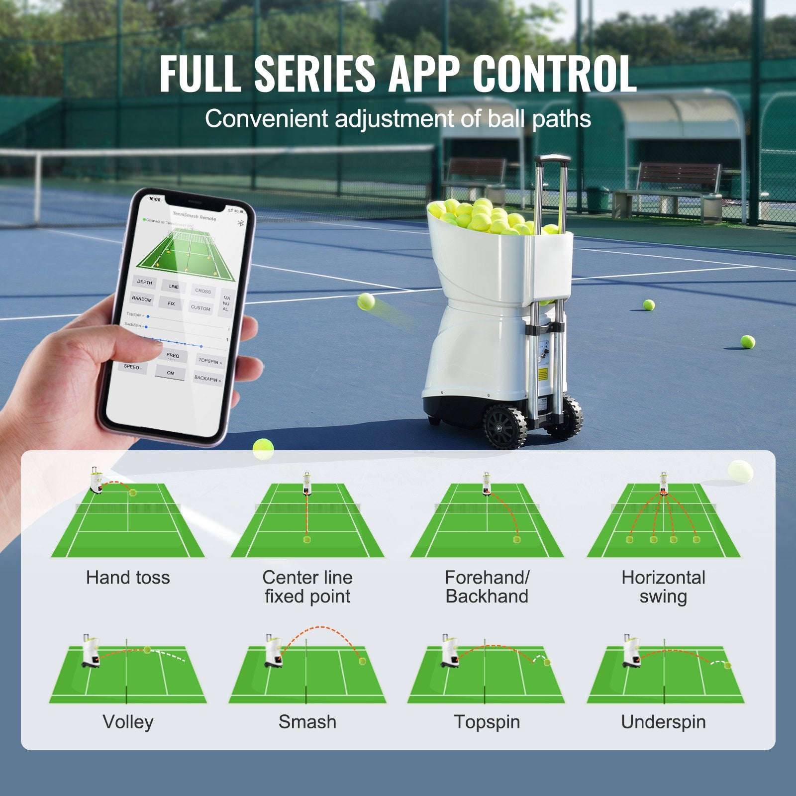 Basketball & Basketball Accessories: VEVOR Tennis Ball Machine Automatic Portable Ball Launcher Training Practice