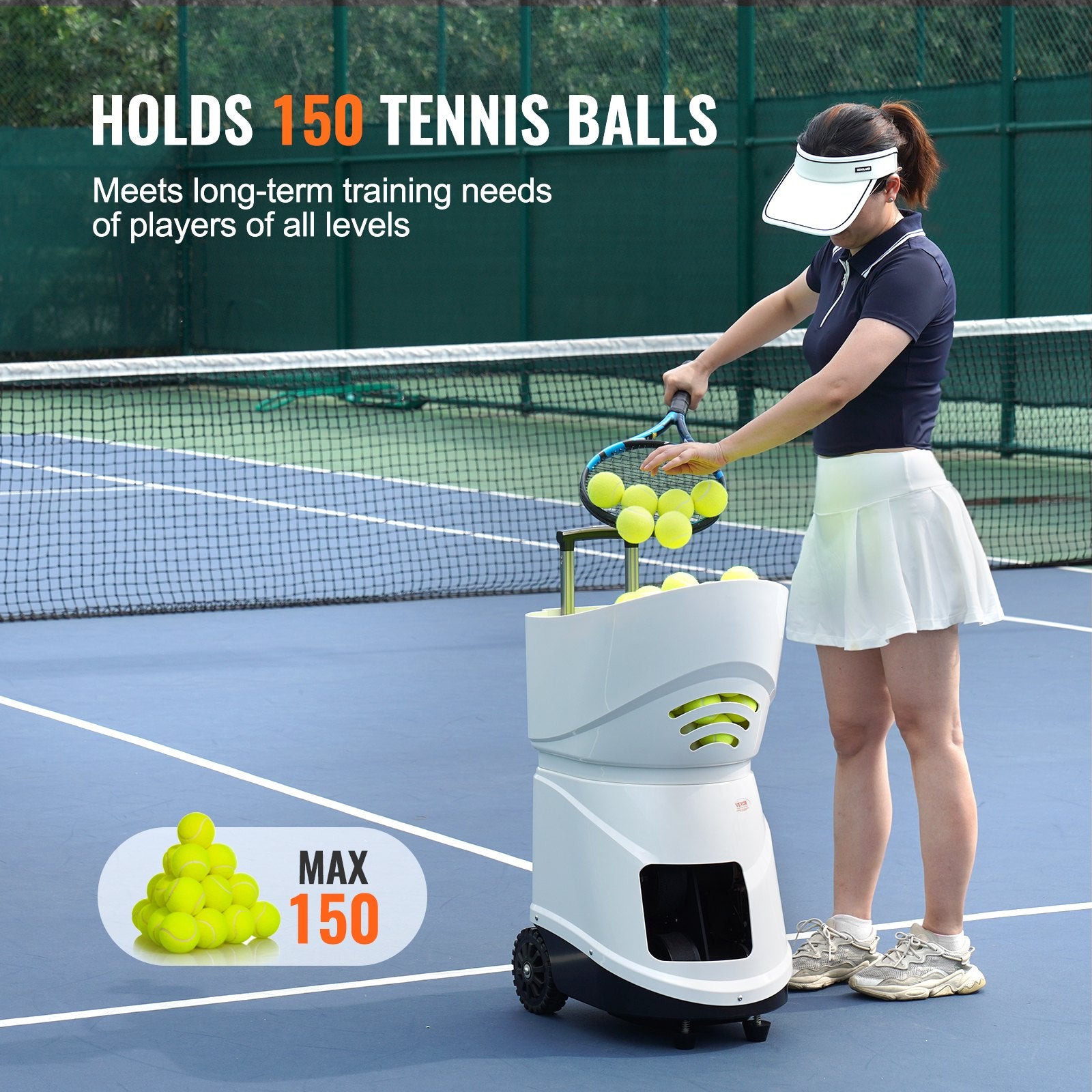 Basketball & Basketball Accessories: VEVOR Tennis Ball Machine Automatic Portable Ball Launcher Training Practice