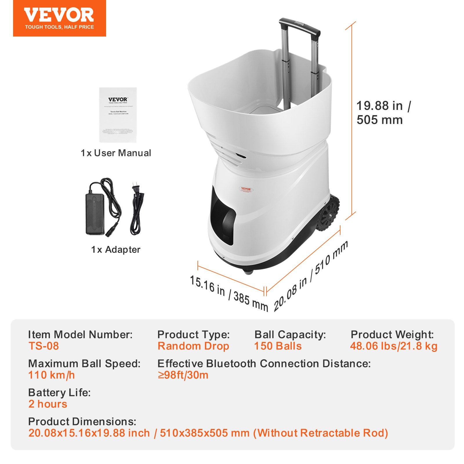 Basketball & Basketball Accessories: VEVOR Tennis Ball Machine Automatic Portable Ball Launcher Training Practice