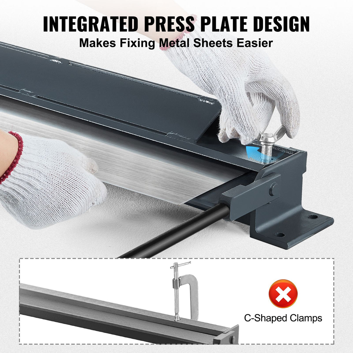 Box and Pan Brake, 1220 mm ± 15 mm, 0-130 Degrees Sheet Metal Bending Brake, Portable Mini Metal Bender with 20 Gauge Low Carbon Steel 14 Gauge Aluminum Capacity Power Handle, for Metal Bending