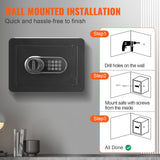 Safes & Lock Boxes: VEVOR Safe, 0.5 Cubic Feet Home Safe, Steel Security Safe with Digital Keypad and 2 Keys, Wall-Mounted Cabinet Safe Protect Cash, Gold, Jewelry, Documents for Home, Hotel, 350 x 250 x 250 mm