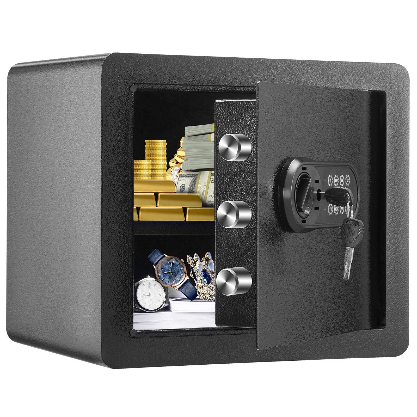 Beds & Bed Frames: VEVOR Safe 1.2 Cubic Feet Home Safe Steel for Cash Gold 15.8x11.8x13.8 inch