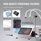 Food Storage: VEVOR Liquid Filling Machine, 10-4000ml Filling Capacity, Automatic Bottle Filler Machine Bottling Machine Digital Control for Milk, Water, Wine, Beverage, Soy Sauce, Vinegar, Alcohol (Double Nozzle)