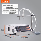 Food Storage: VEVOR Liquid Filling Machine, 10-4000ml Filling Capacity, Automatic Bottle Filler Machine Bottling Machine Digital Control for Milk, Water, Wine, Beverage, Soy Sauce, Vinegar, Alcohol (Double Nozzle)
